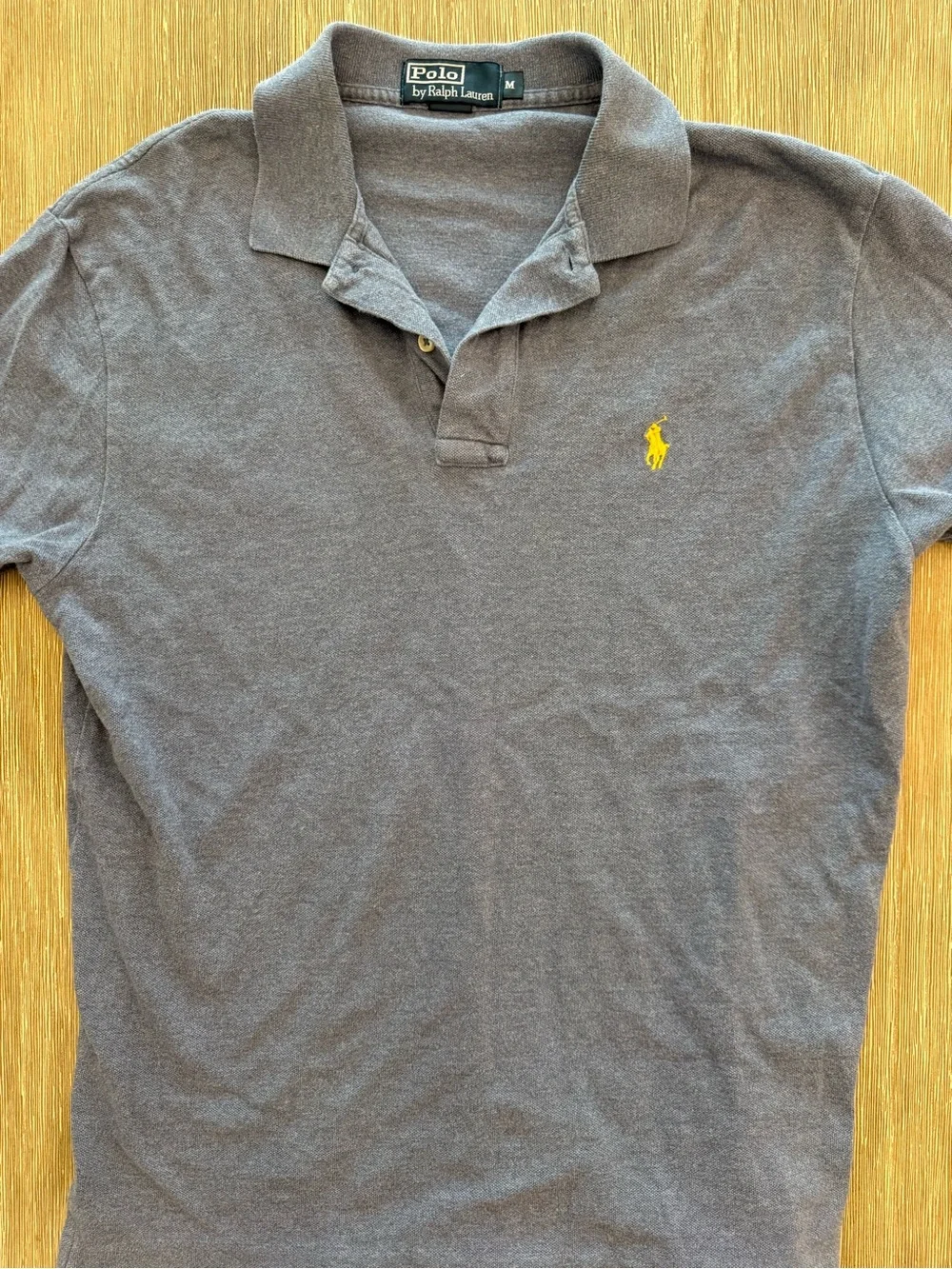 Polo Ralph Lauren Charcoal Grey Yellow Pony Short Sleeve Polo Shirt Medium